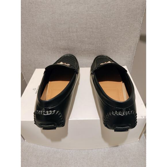 Royal Black Leather Fashion Loafers Adam Style Like New Size 7